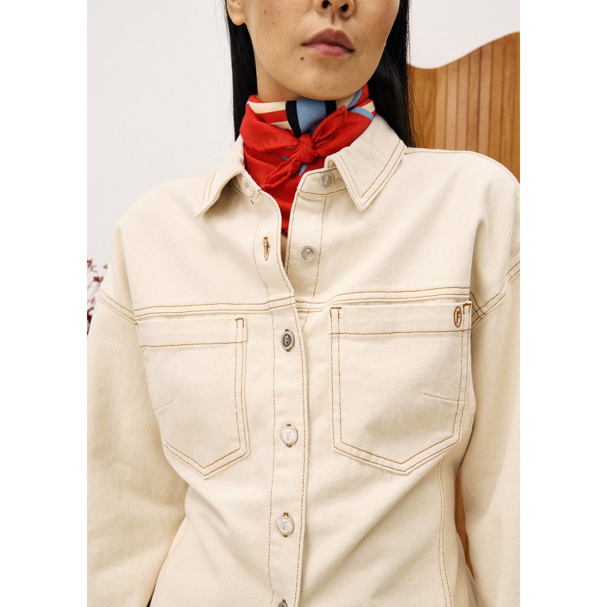 Chemise en coton DURAS beige crème, FRNCH