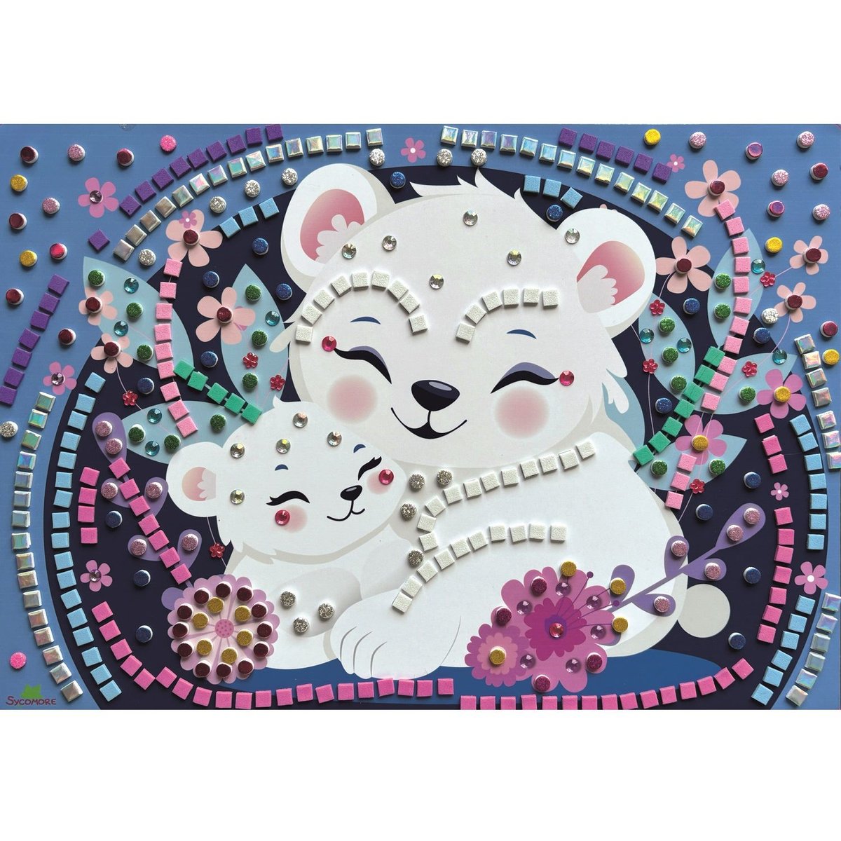 5 Maxi mosaïques Animaux mignons rose, SYCOMORE