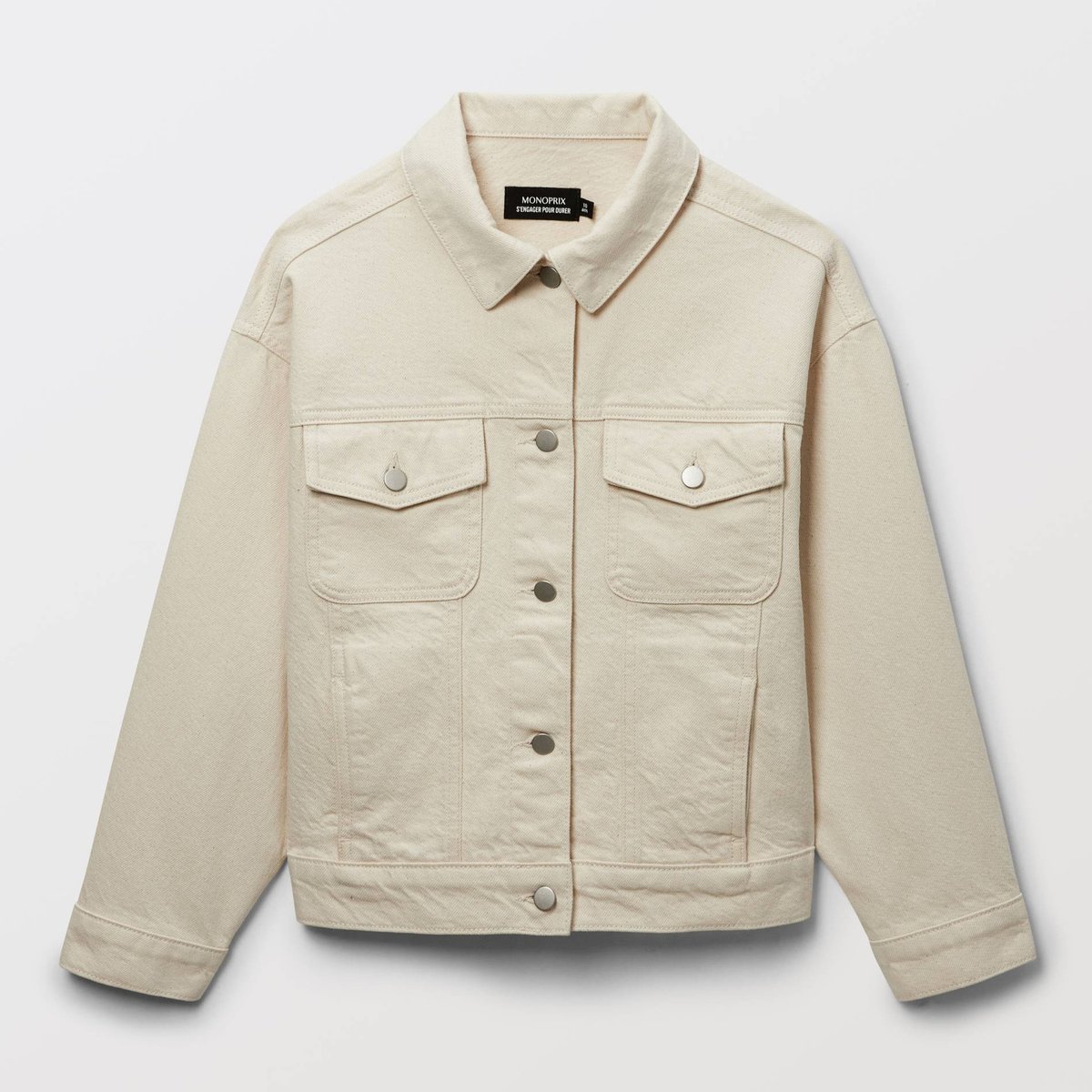 Veste en twill en coton naturel, MONOPRIX
