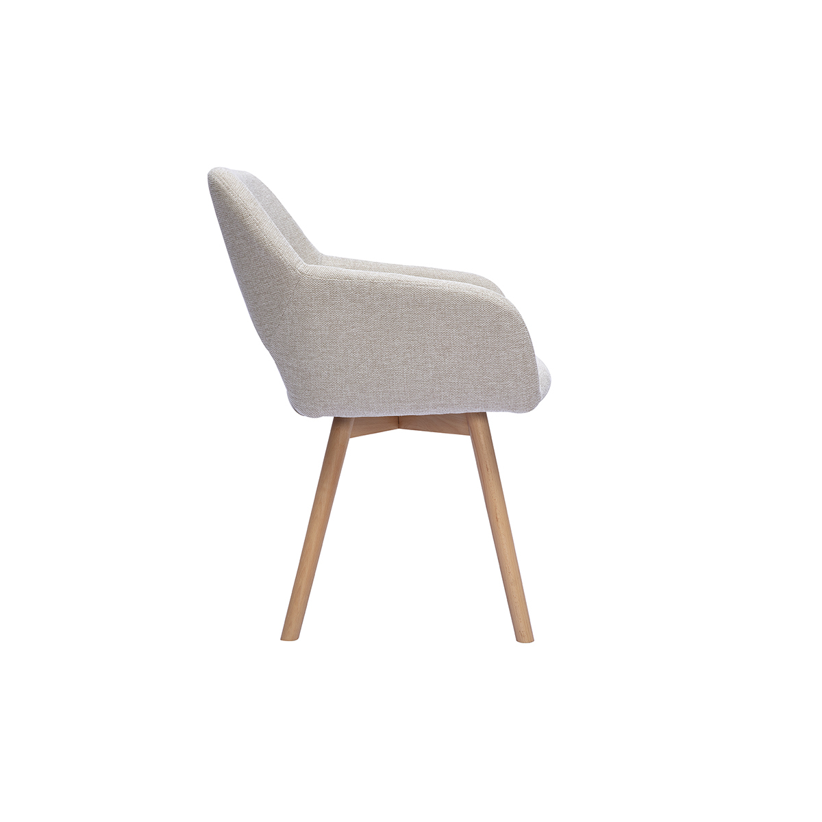 Chaises en tissu effet velours texturé beige et bois clair (lot de 2) LAURETTE beige, MILIBOO
