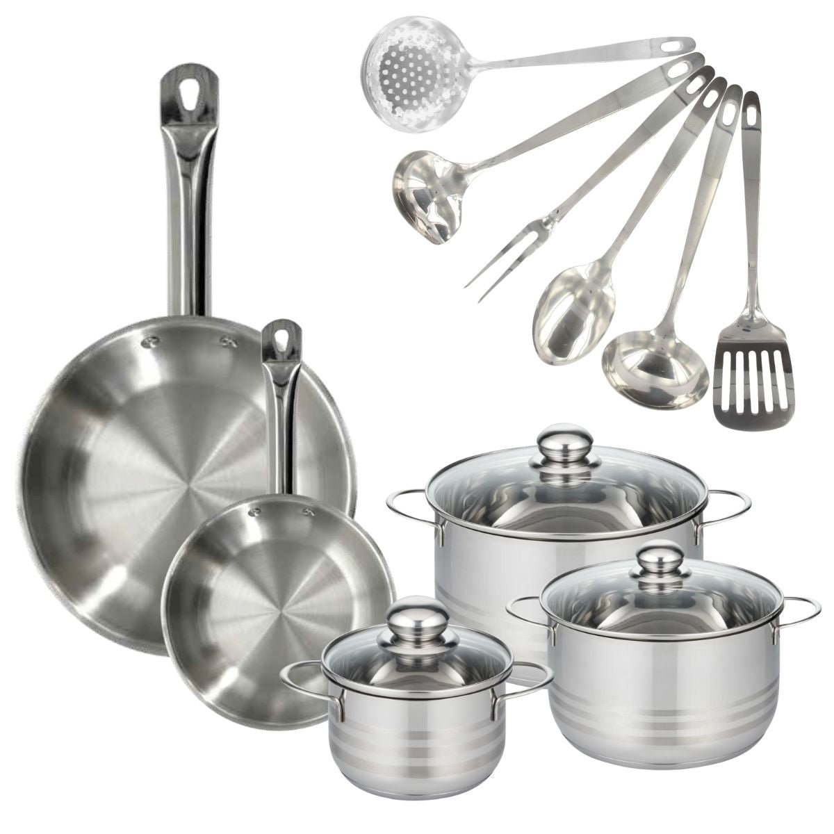 2 poêles 20/28cm + 3 faitouts 20/24cm ETHERNA BRILLANT OXFORD inox, FACKELMANN