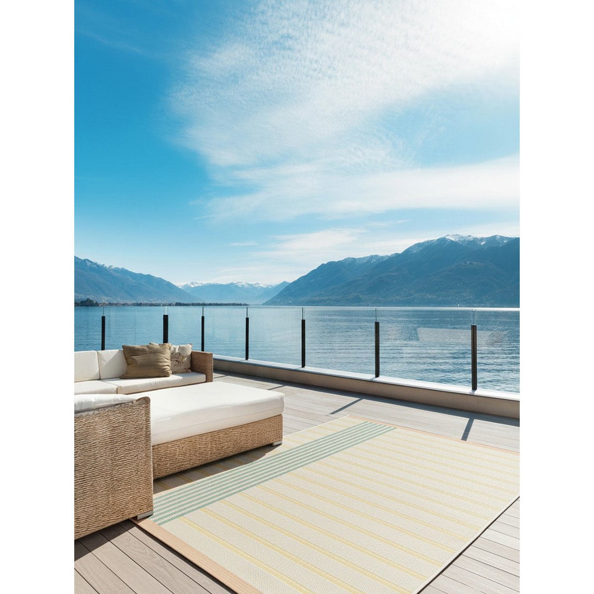 Tapis coloré intérieur extérieur BIARRITZ jaune naturel, AFK LIVING