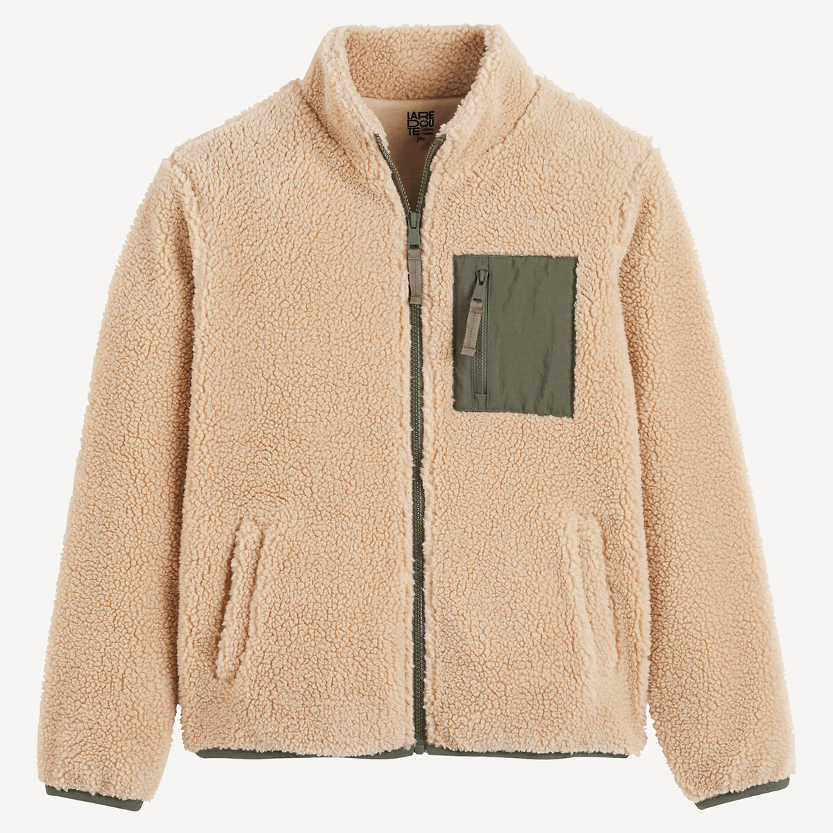 Sherpa Zip-Up Jacket with High Neck dark beige, LA REDOUTE COLLECTIONS