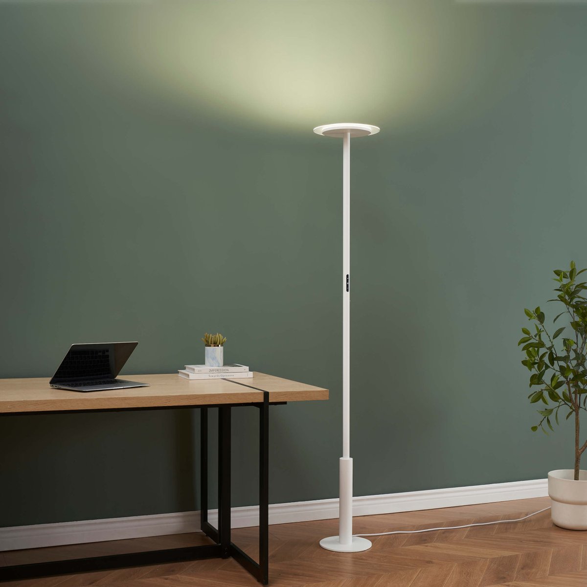 Lampadaire LED fin et stable - LELIA blanc, KOSILUM