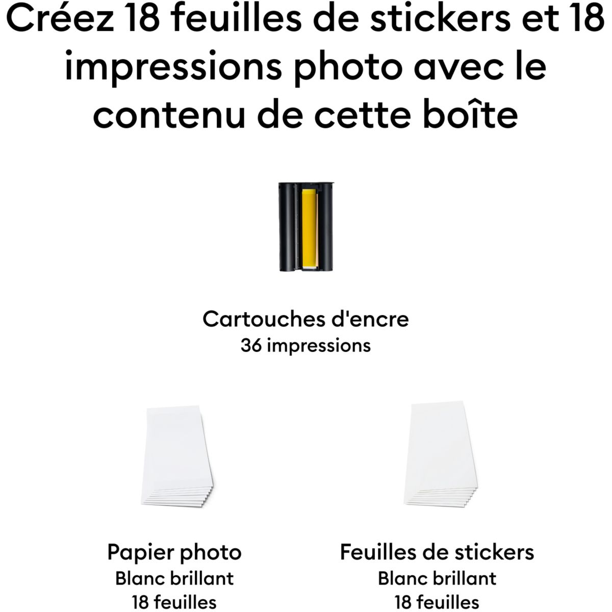 Accessoire 18f stickerPix + 18f photo + 1 encre couleur unique, CRICUT