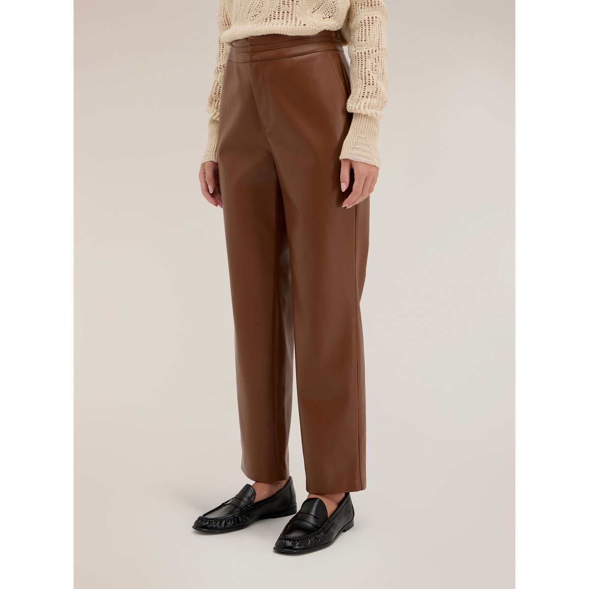Pantalon regular effet brillant marron, MOTIVI