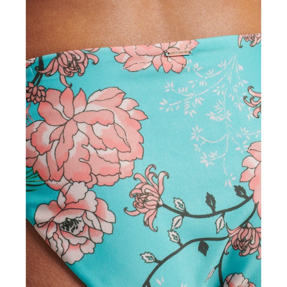 Bas de bikini Vintage Surf turquoise pivoine, SUPERDRY
