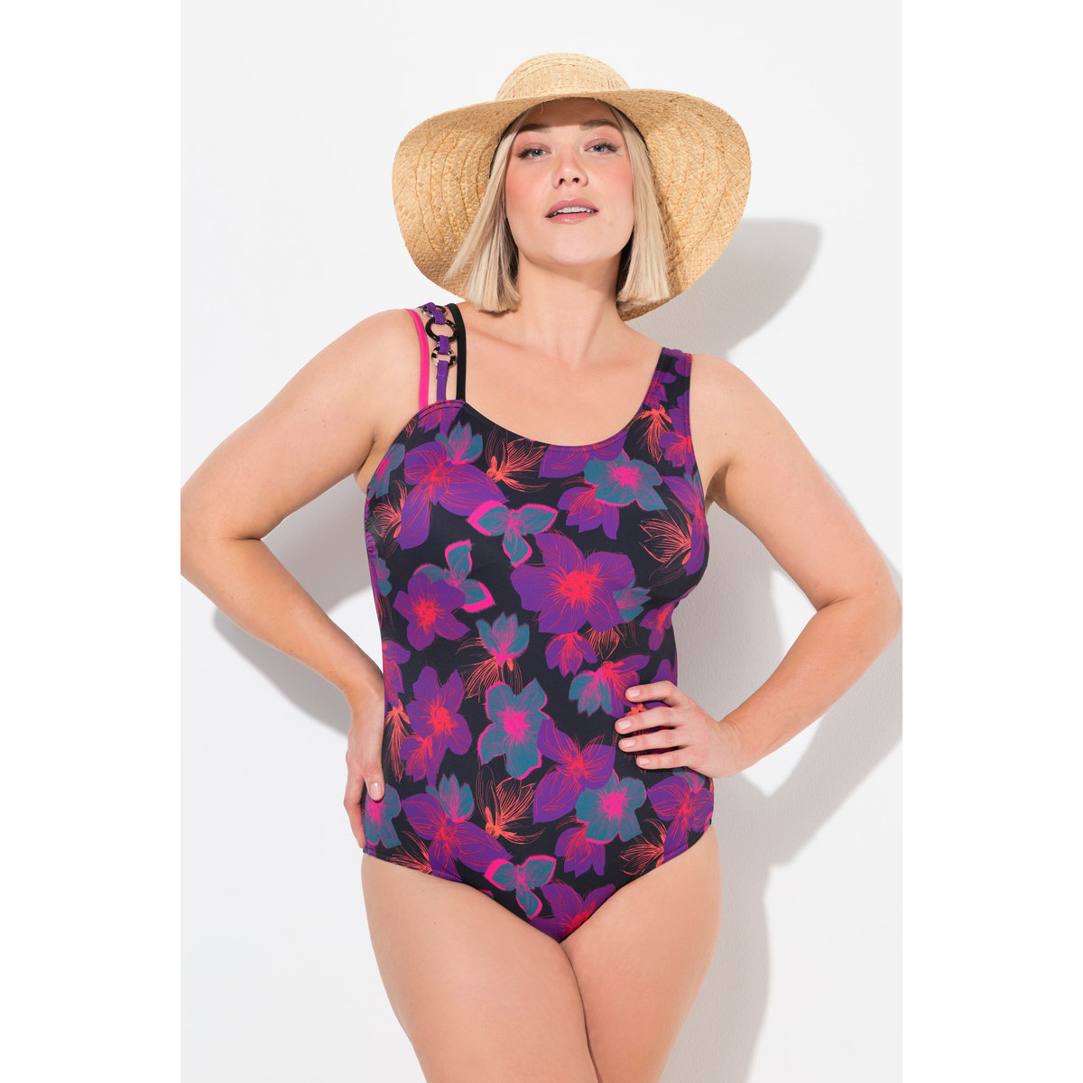 Maillot de bain imprimé à fleurs noir, ULLA POPKEN
