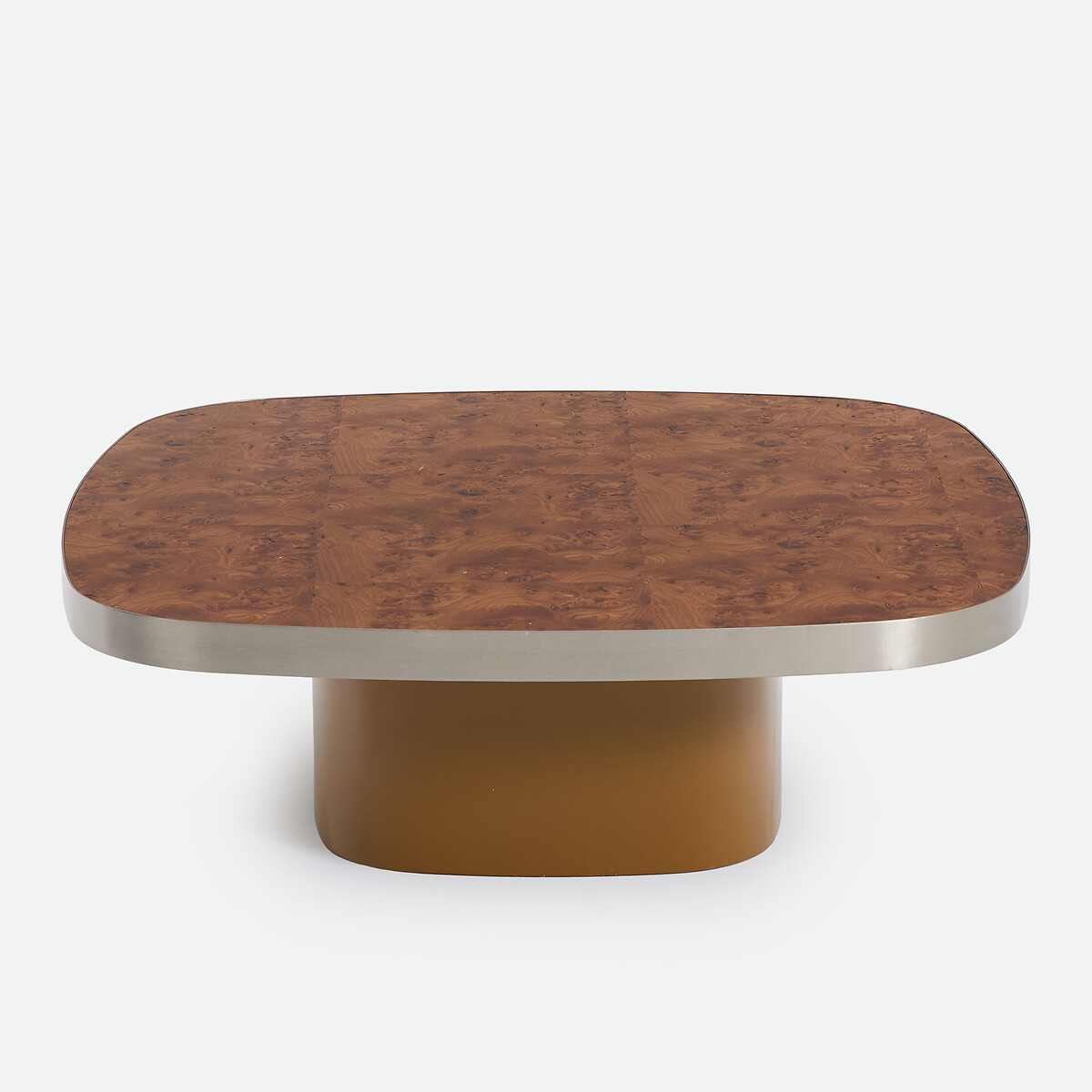 Mesa de centro, tablero de chapa de olmo rizado, diámetro de 100 cm, PAULA bronce , LA REDOUTE INTERIEURS