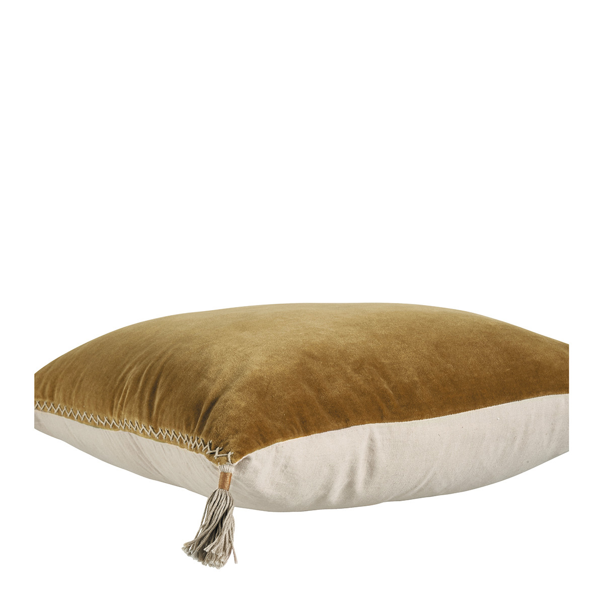 Housse de coussin en velours de coton bronze, BLANC D’IVOIRE