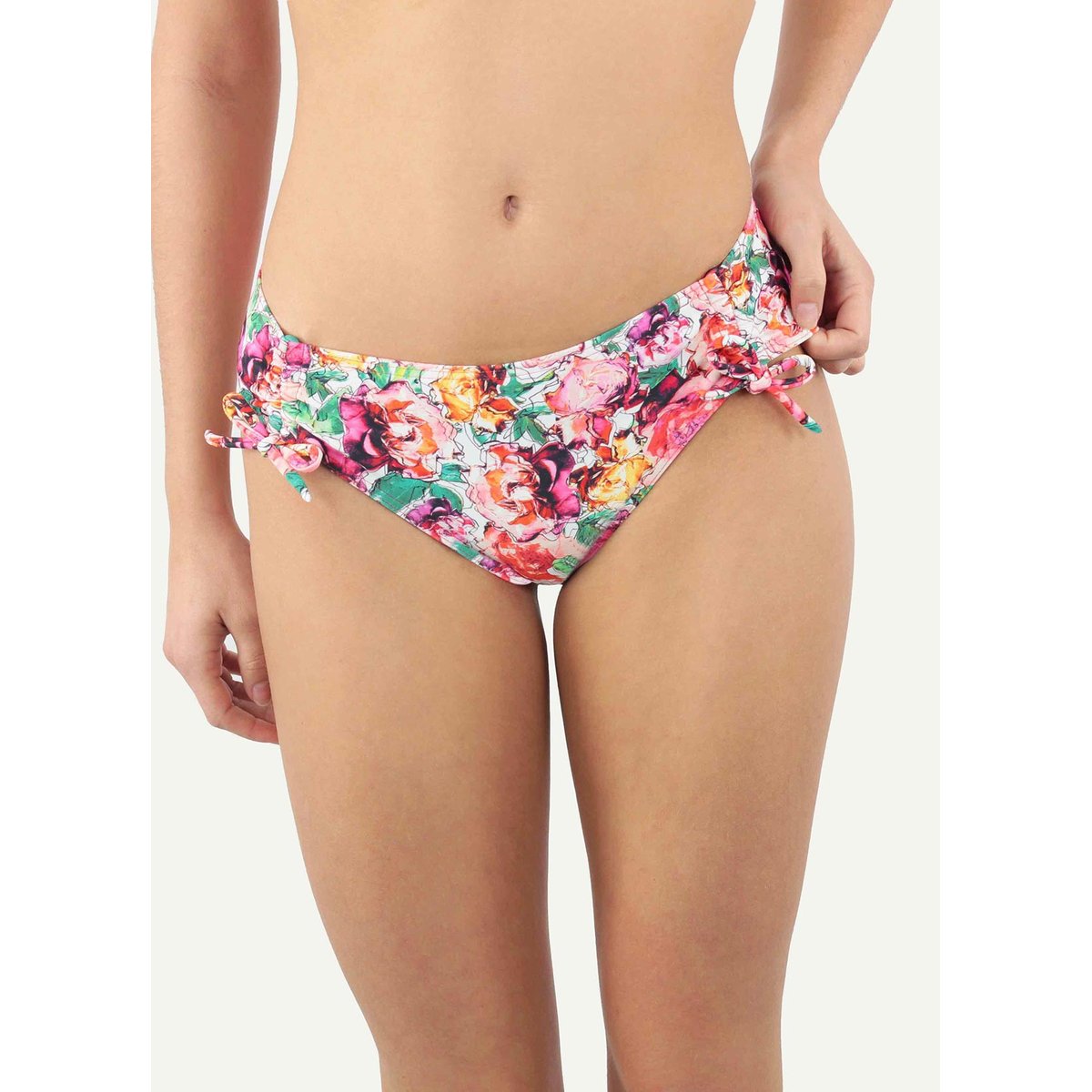 Bas de maillot culotte ajustable HORTENSE rose, JANINE ROBIN