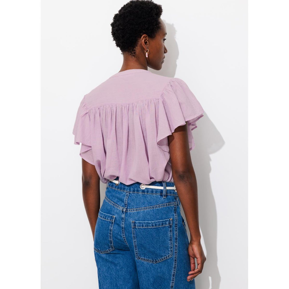 Chemise en cotonnade unie violet, PROMOD