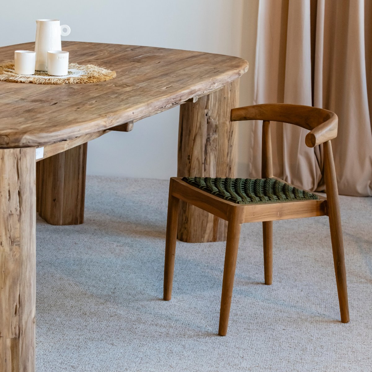 Chaise en bois de teck et corde synthétique AMBIA vert, HYDILE