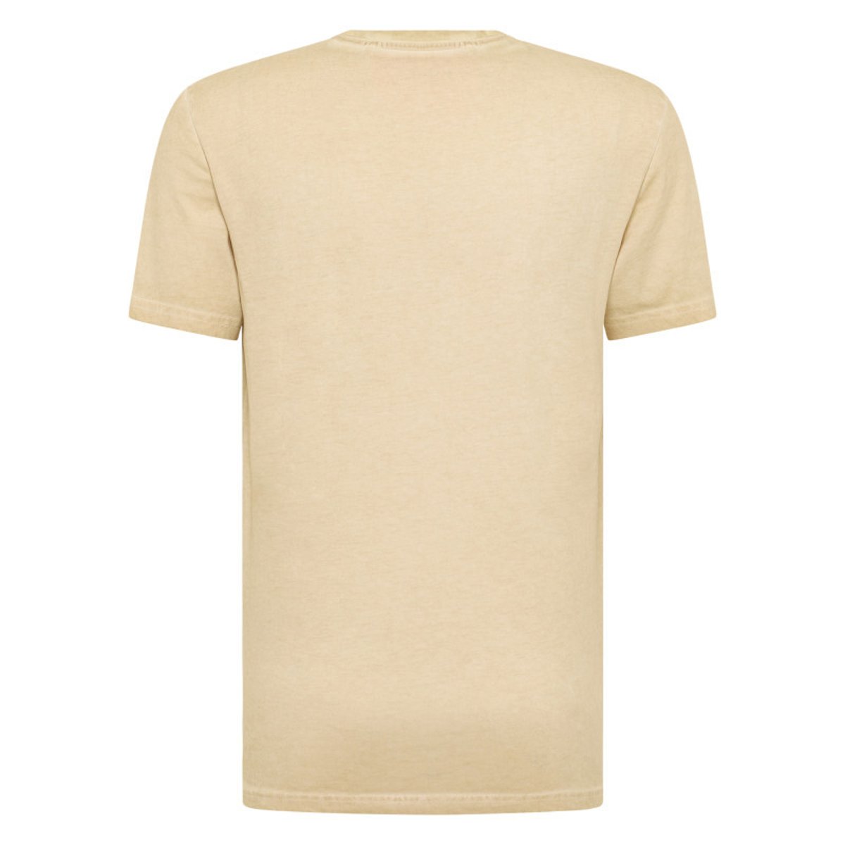 T-shirt en coton beige aspect légèrement délavé avec un col rond beige, MUSTANG