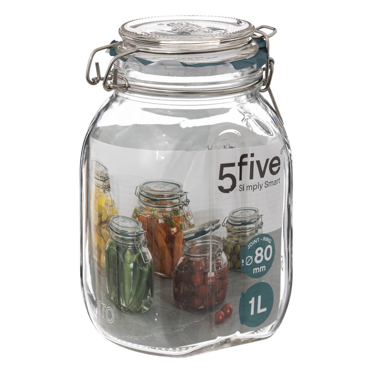 Bocal verre 1L JARRO transparent, 5FIVE SIMPLY SMART