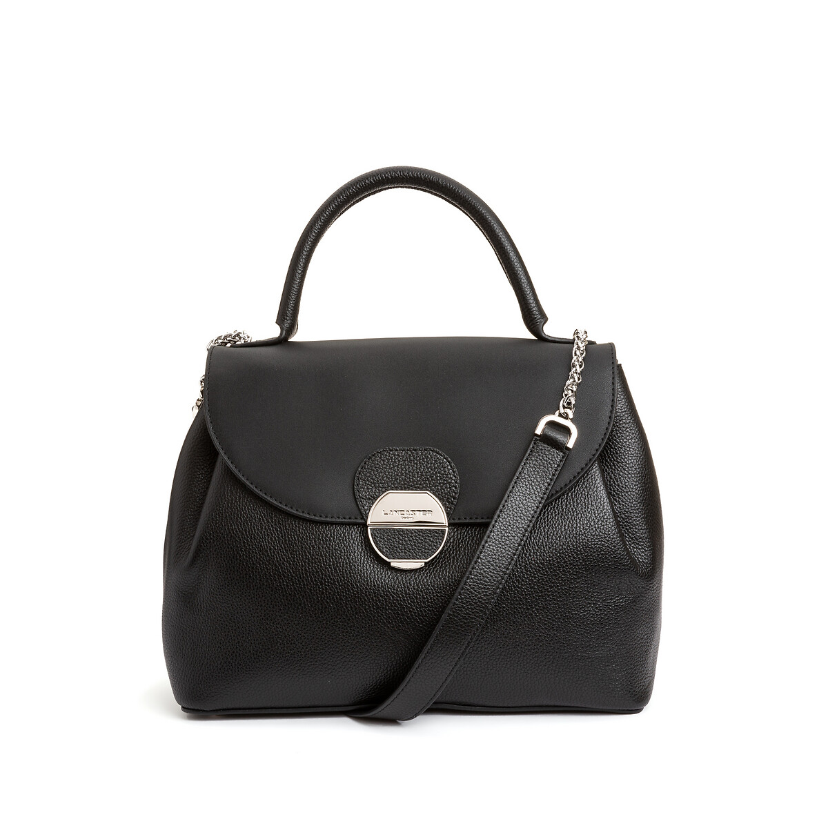 Sac à main en cuir FOULONNE PIA noir, LANCASTER