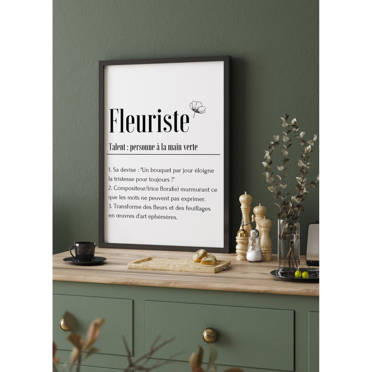 Affiche Définition Fleuriste blanc, L'AFFICHERIE