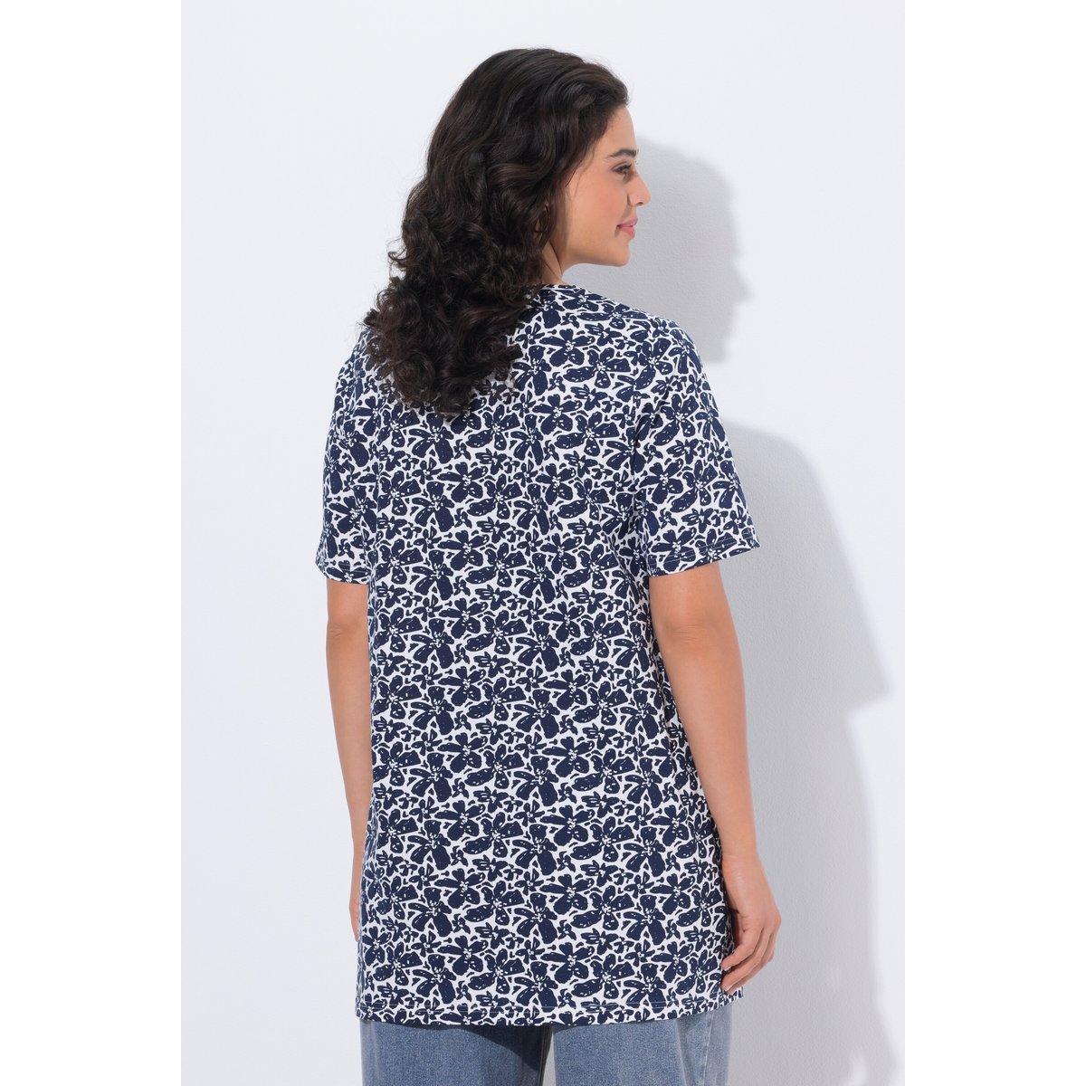 T-shirt long marine, ULLA POPKEN