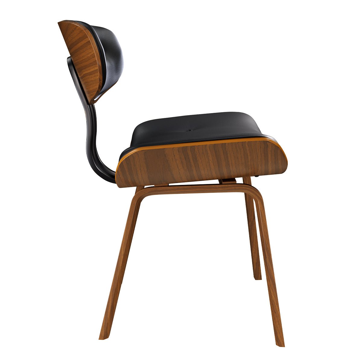 Chaise en PU et pieds en bois plié - PÉTRUS noir et bois foncé, MAISON PAVANE