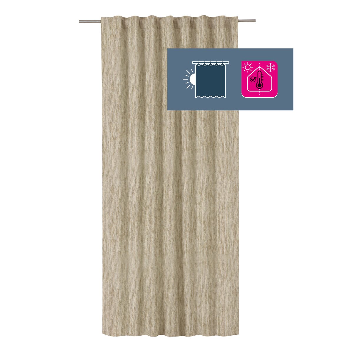 Rideau thermique occultant en velours chenillé, AURIANE beige, INSPIRE