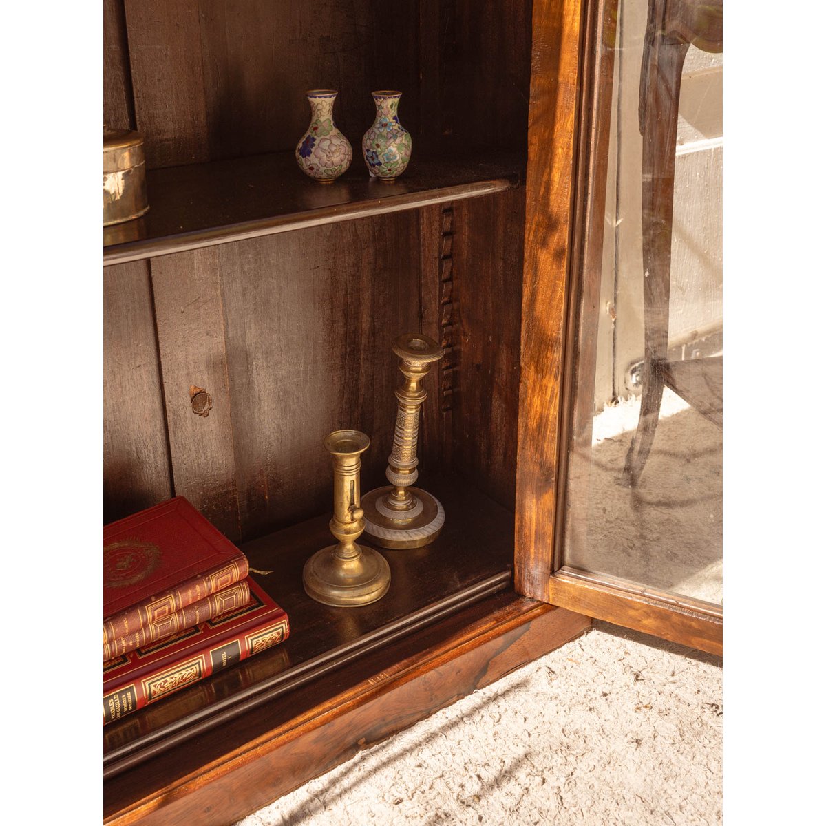 Vitrine en bois Victoria N°1302 - Bon état bois foncé, DEBONGOUT