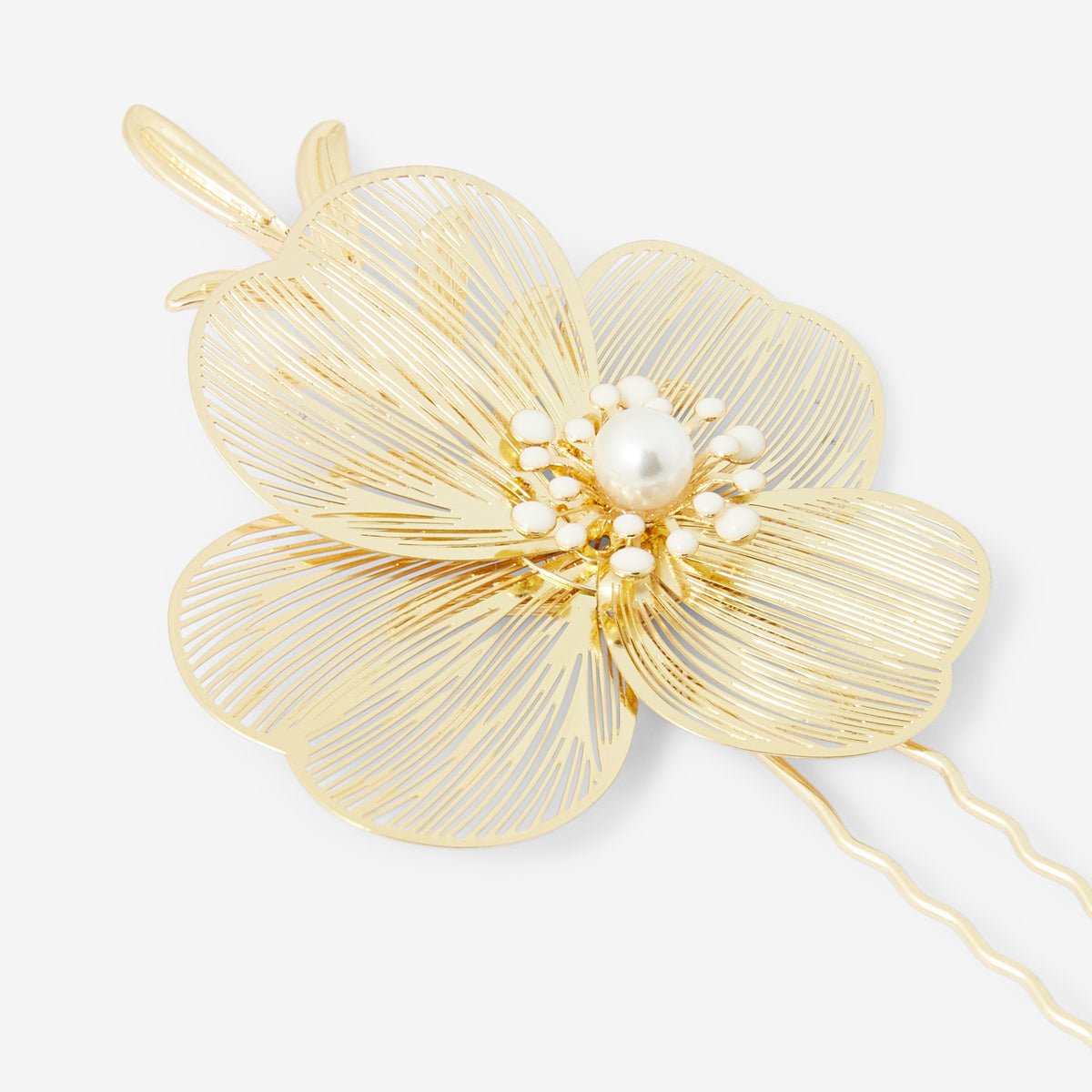 Pic à cheveux fleur en filigrane doré doré, BALABOOSTE
