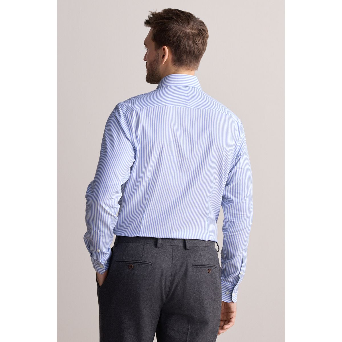 Chemise à rayures bengal 100 % coton bleu, NEXT
