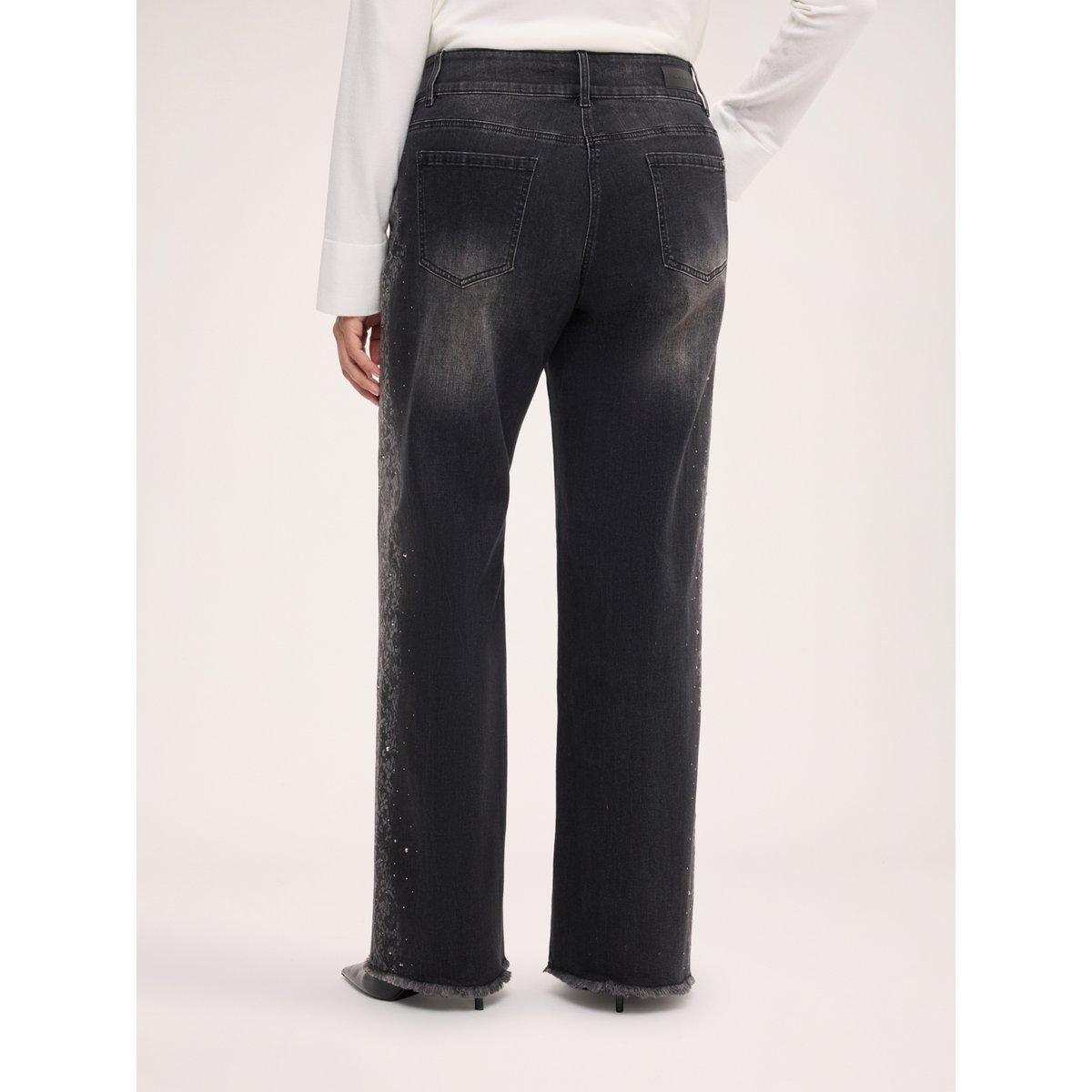 Jean regular imprimé dentelle gris, FIORELLA RUBINO