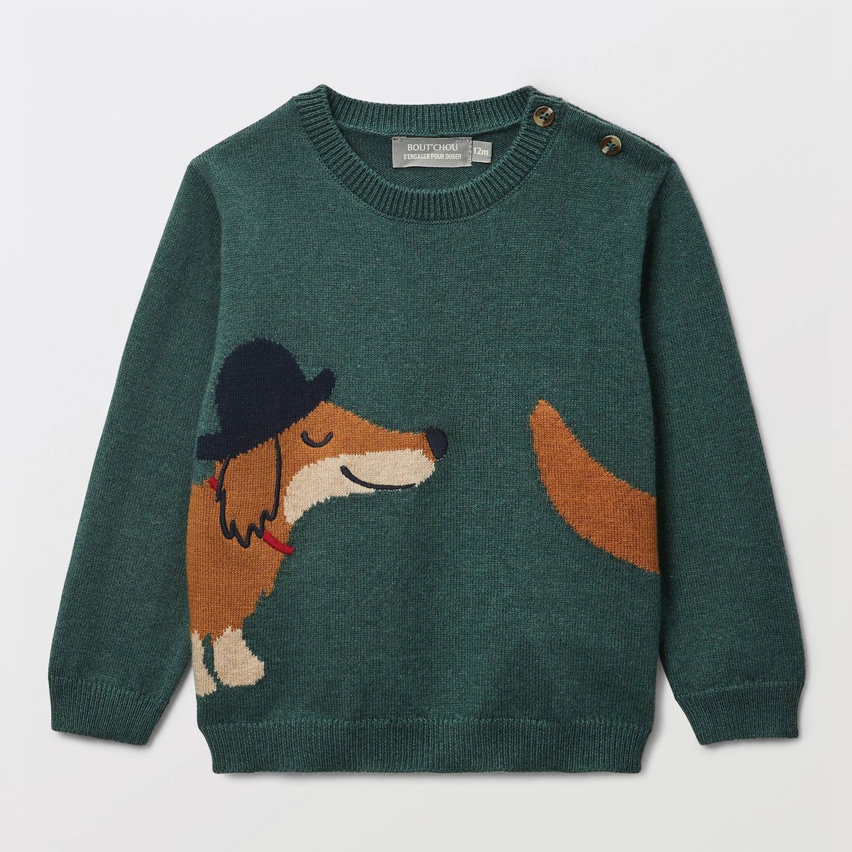 Pull brodé contenant de la laine palme, BOUT'CHOU