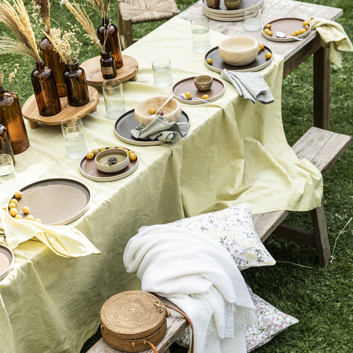 Nappe unie en lin, 170 gr/m², CHAMBRAY vert yuzu, ALEXANDRE TURPAULT