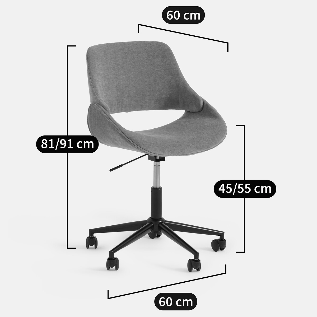 Fauteuil de bureau rotatif à roulettes, Tanaël vert eucalyptus, LA REDOUTE INTERIEURS
