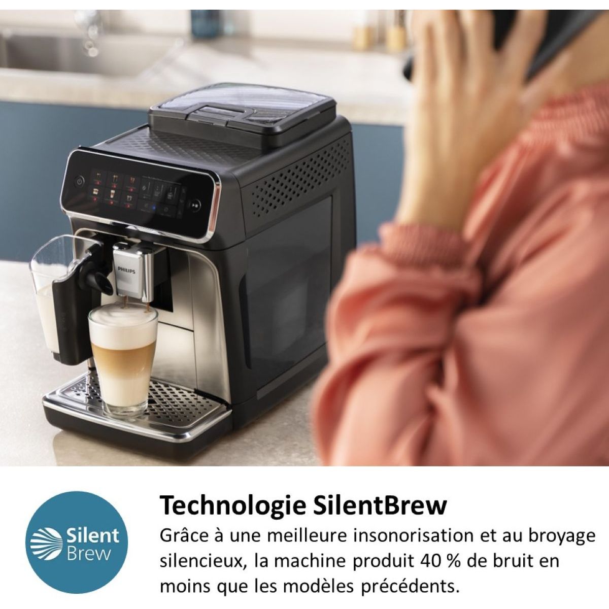 Expresso Broyeur EP4441/50 SilentBrew LatteGo Noir couleur unique, PHILIPS