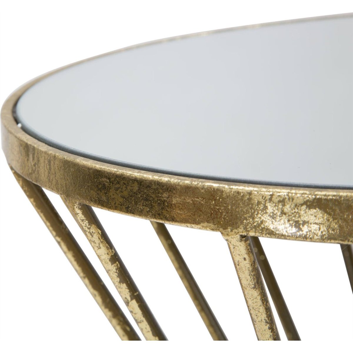 Bout de canapé en verre plateau rond GLAM doré et verre, RECOLLECTION