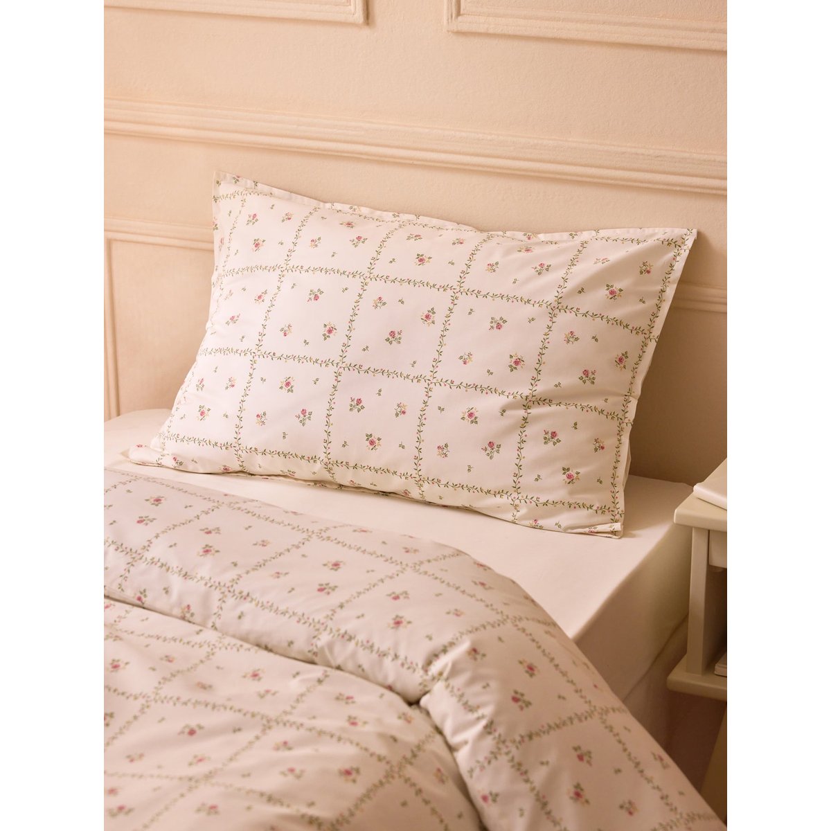 Taie d'oreiller percale de coton "Léopoldine" imprimérime multico, CYRILLUS