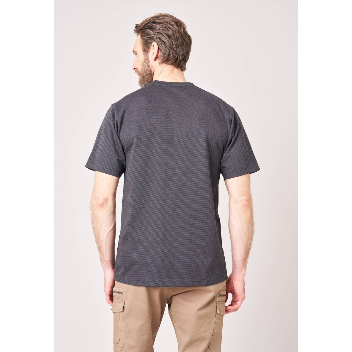 T-shirt loose homme à fines rayures ZINC noir, DEELUXE