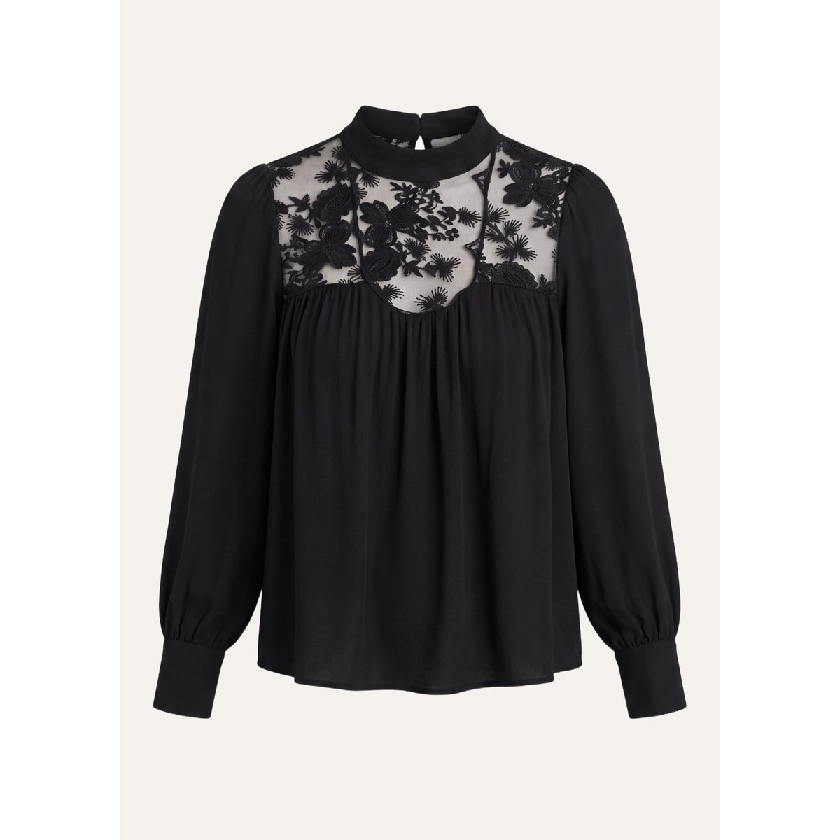 Top manches longues avec dentelle noir, LA FEE MARABOUTEE