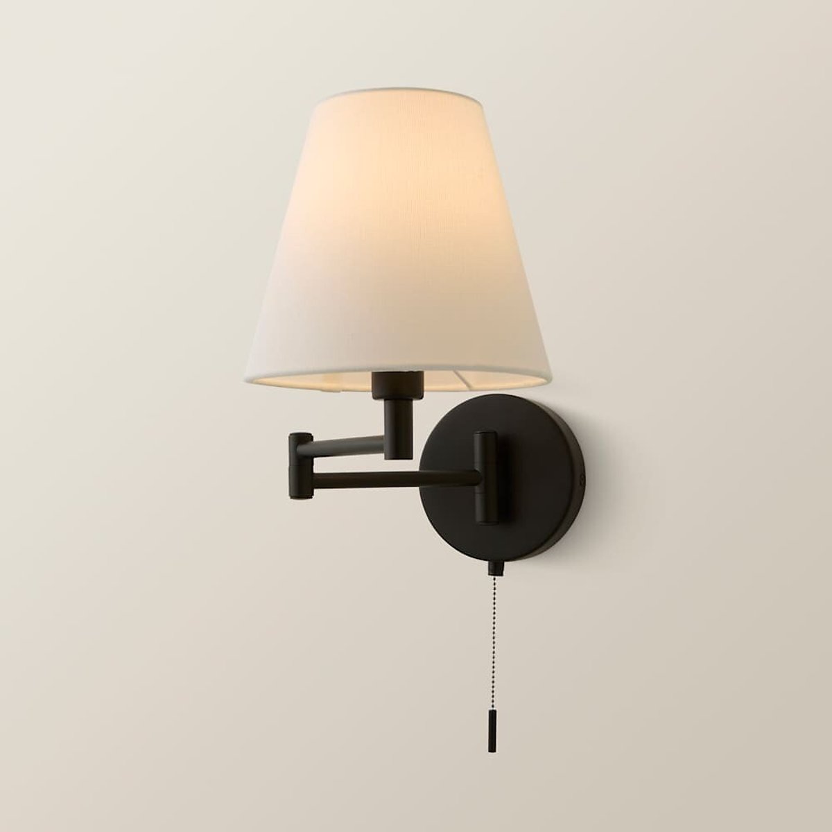 Sonya Adjustable Swing Arm Wall Light with Tapered Shade black, SO'HOME