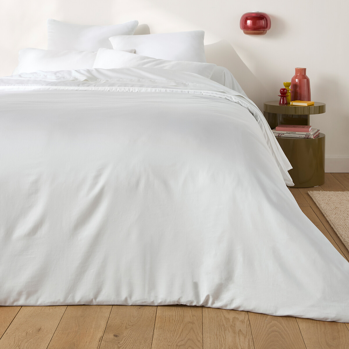 Taie de traversin unie en satin de coton, 153 fils, OPALE blanc, LA REDOUTE INTERIEURS
