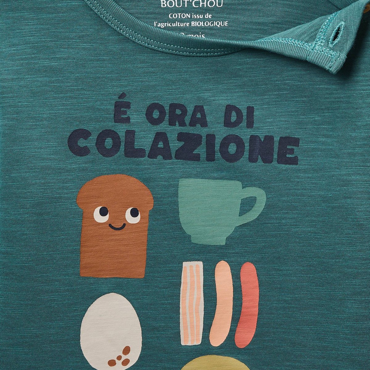 T-shirt manches longues imprimé en coton BIO GOTS sage, BOUT'CHOU