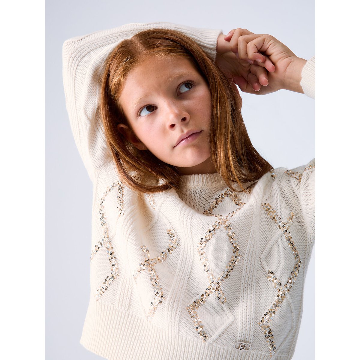 Pull en laine avec paillettes blanc, LIU JO
