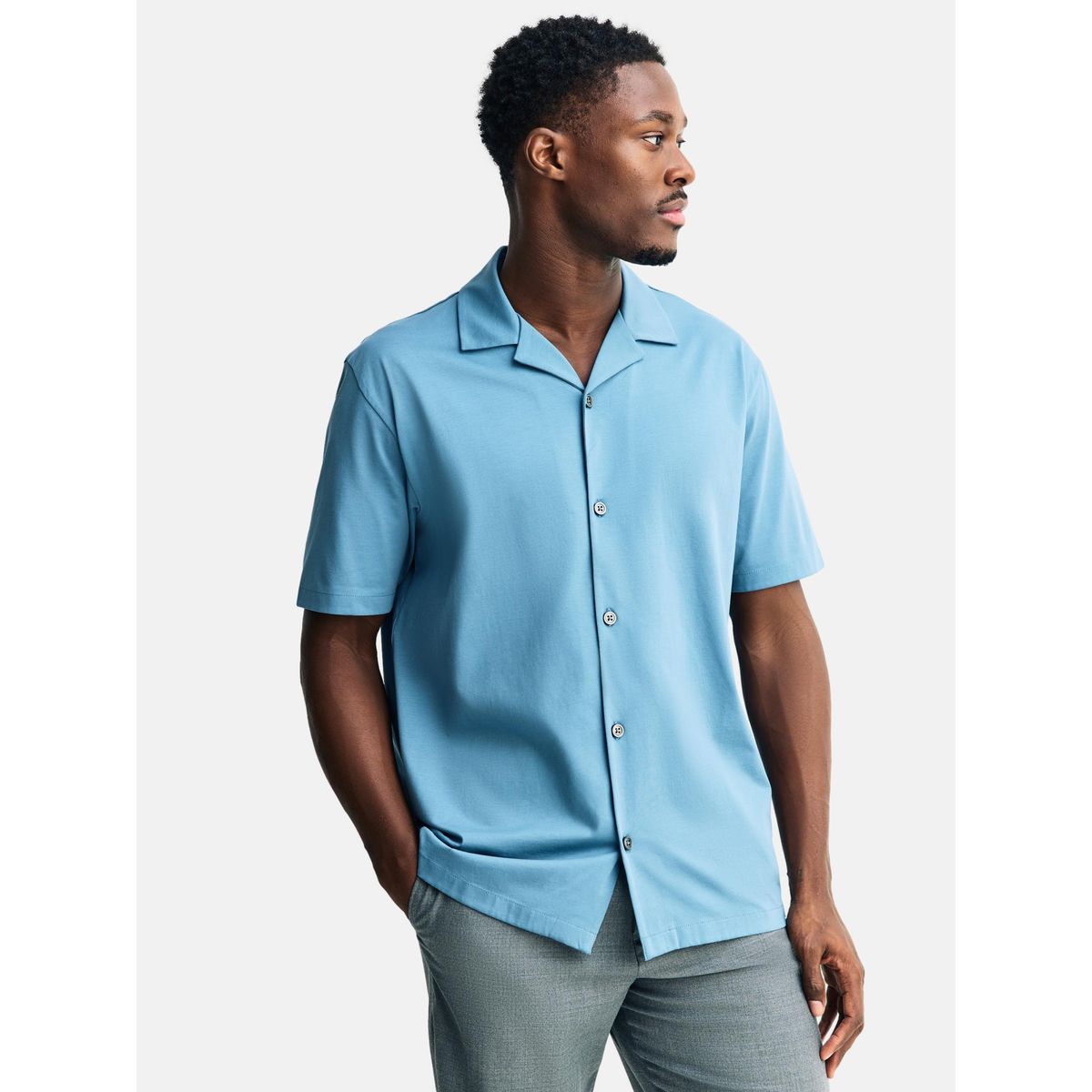 Chemise en jersey coton supima® bleu, NEXT