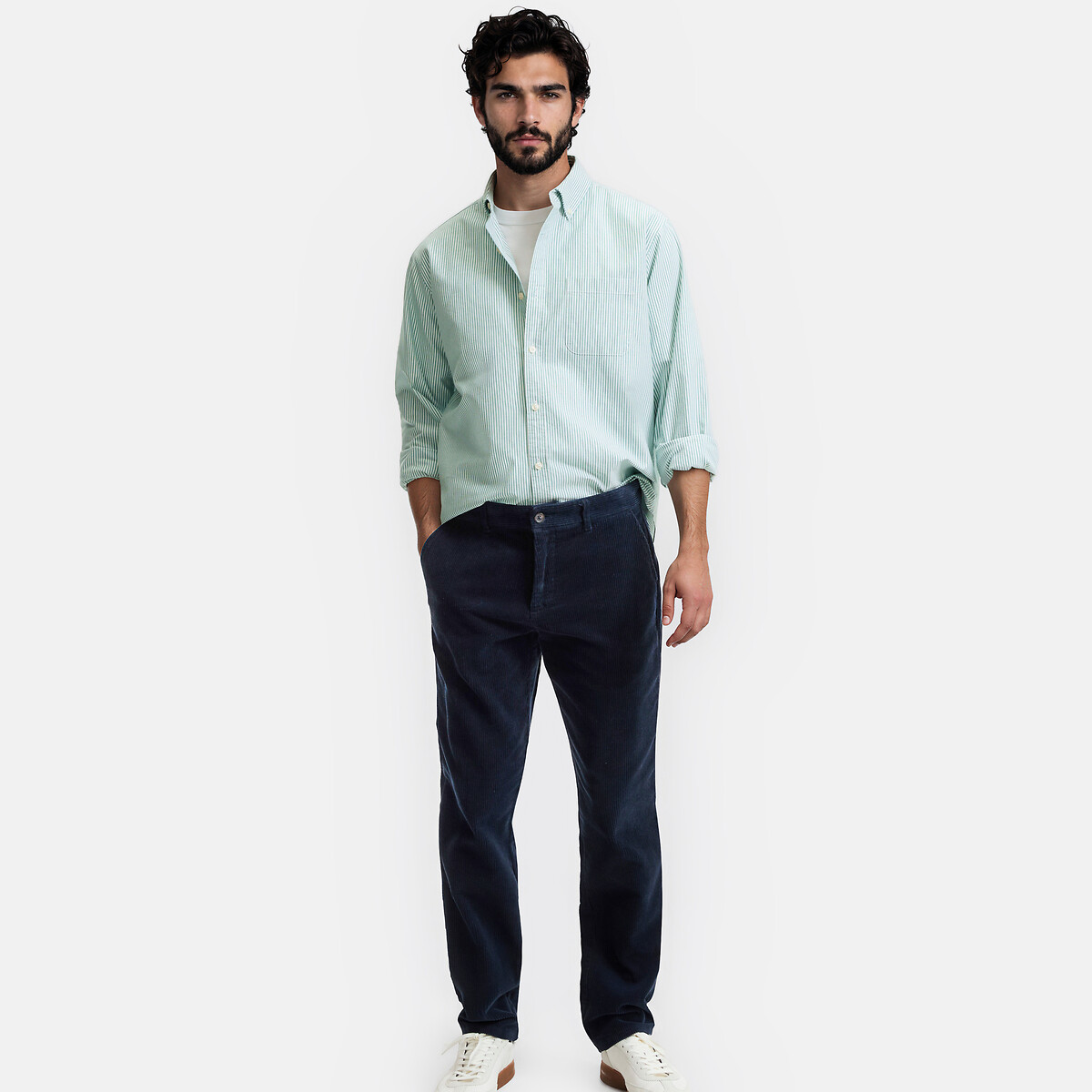 Signatures Gilles Oxford Cotton Shirt in Striped Print green striped, LA REDOUTE COLLECTIONS
