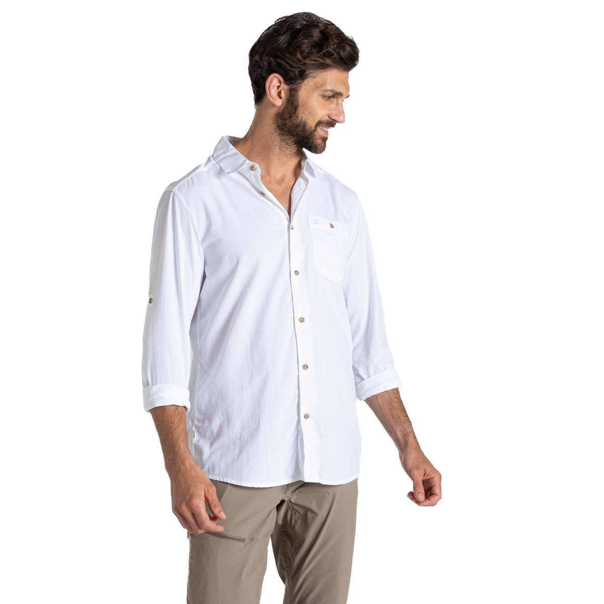 Chemise unie manches longues NUORO bleu pâle, CRAGHOPPERS
