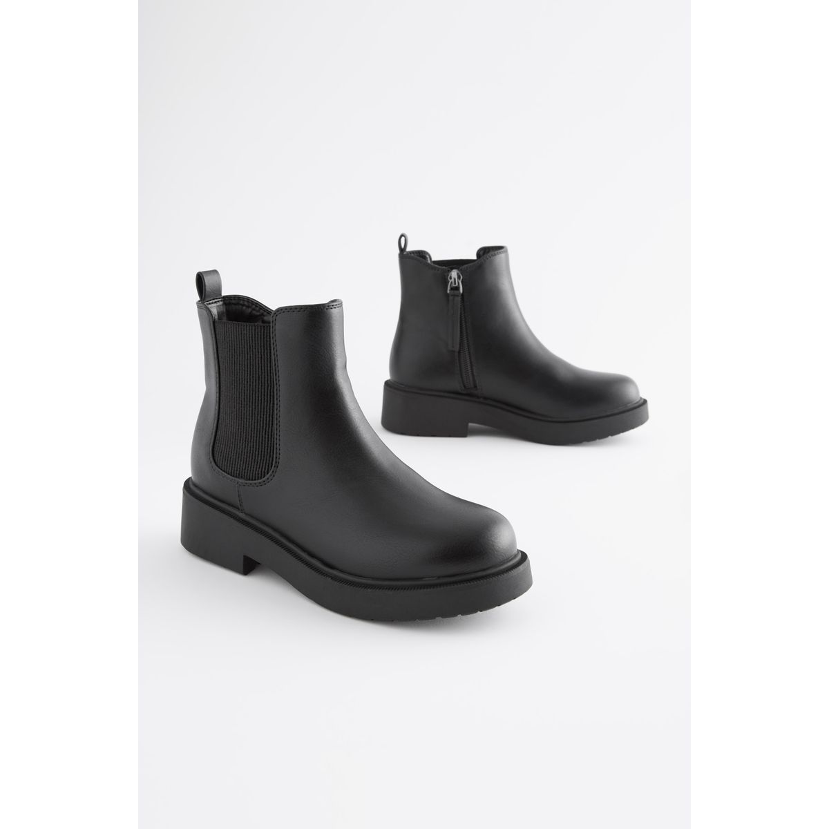 Grosses bottines chelsea coupe classique noir mat, NEXT