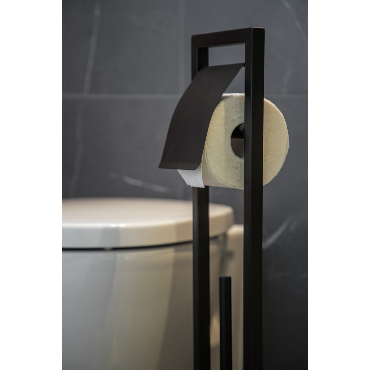 Serviteur WC porte-papier, brosse WC BAMBUSA noir, WENKO