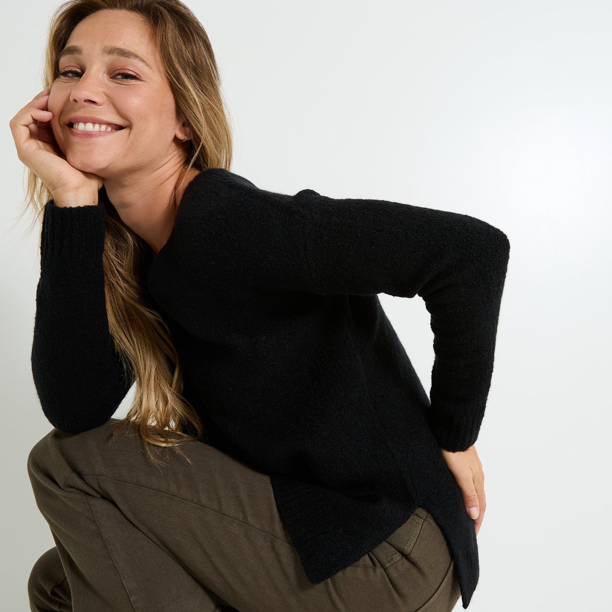 Pull col V noir, GRAIN DE MALICE