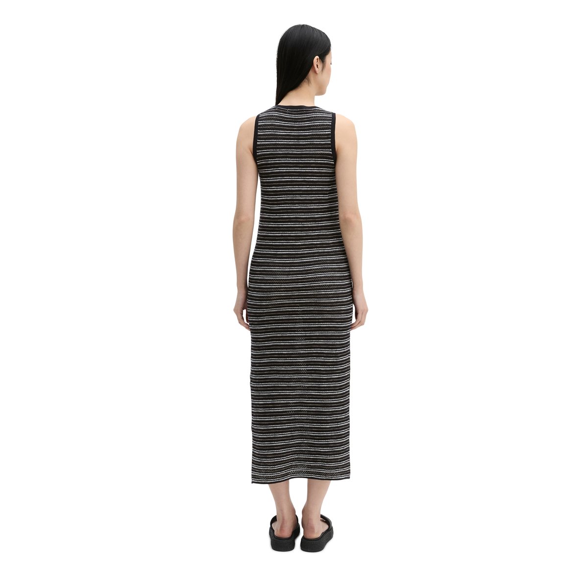 Robe ajourée slim en coton et lin mélangés noir, MARC O'POLO