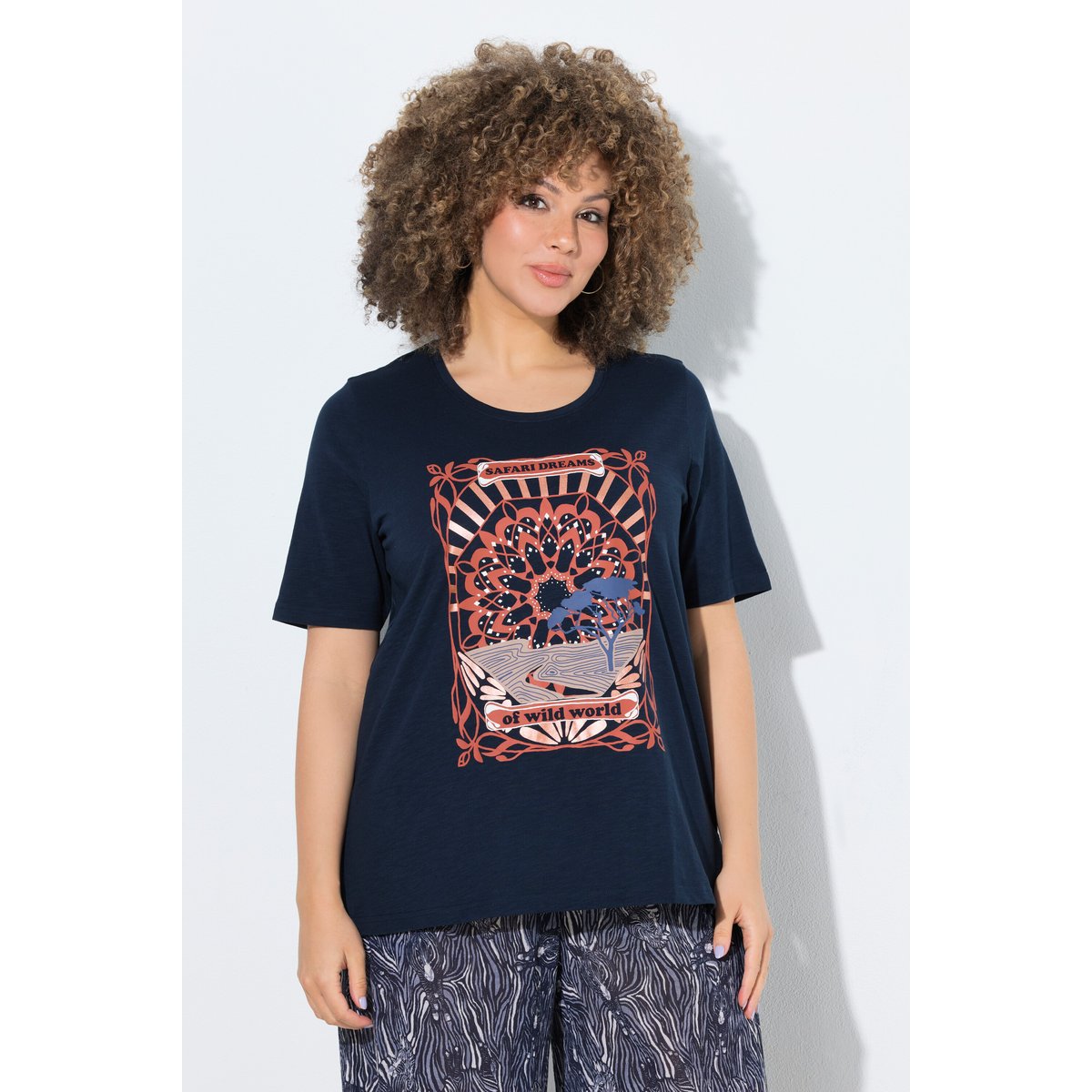 T-shirt motif imprimé, coupe Classic Fit marine, ULLA POPKEN
