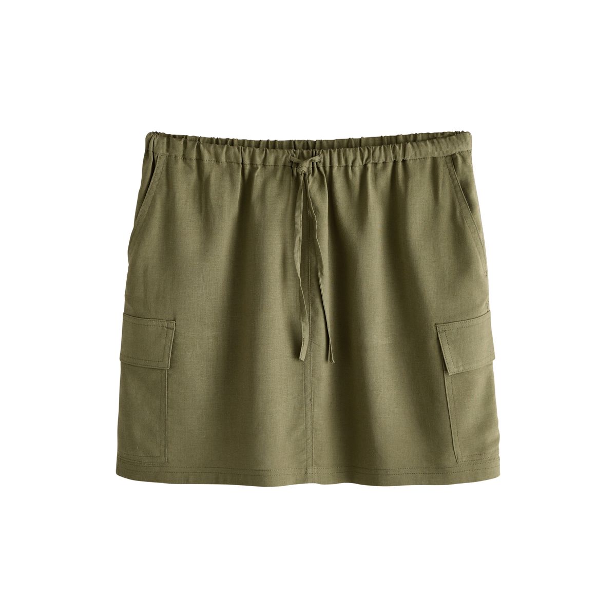 Jupe courte en lin mélangé avec poches vert kaki, NEXT