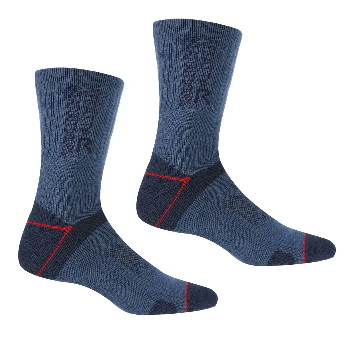 Lot de 2 paires de chaussettes BLISTER PROTECTION bleu / rouge foncé, REGATTA